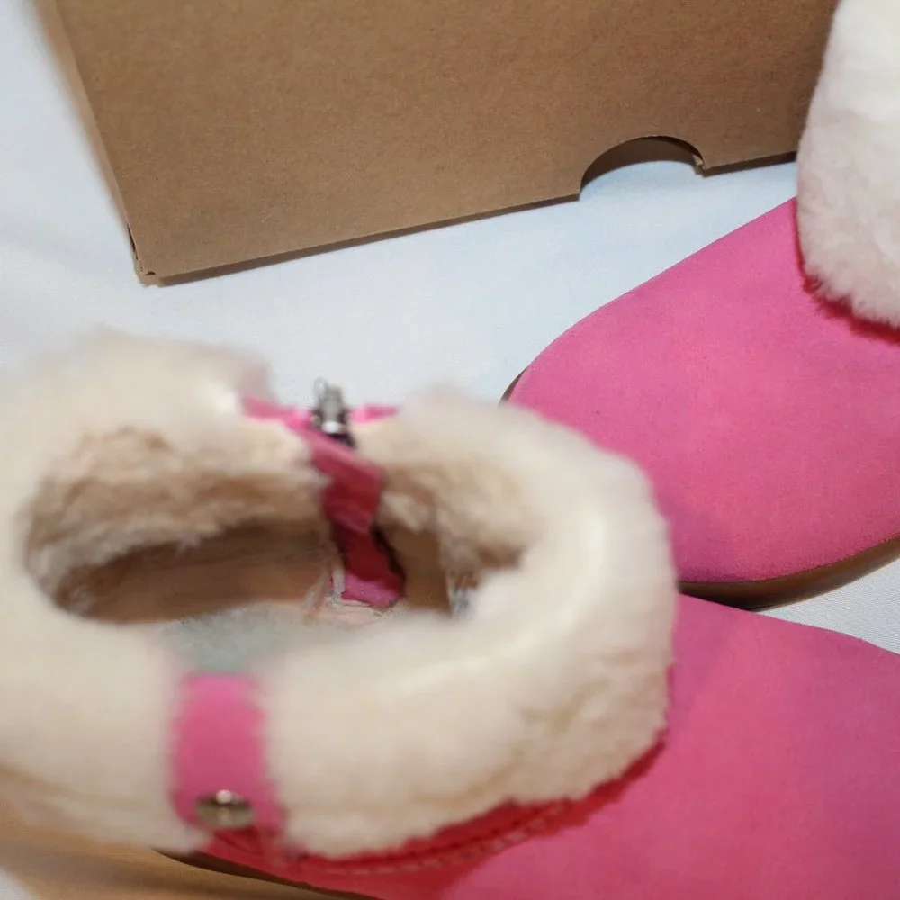 NIB UGG GIRLS TODDLER PINK SHEARLING CUFF ANKLE WINTER‎ BOOTS PINK